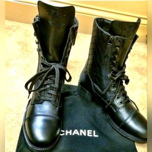 Chanel combat boots blk authentic
